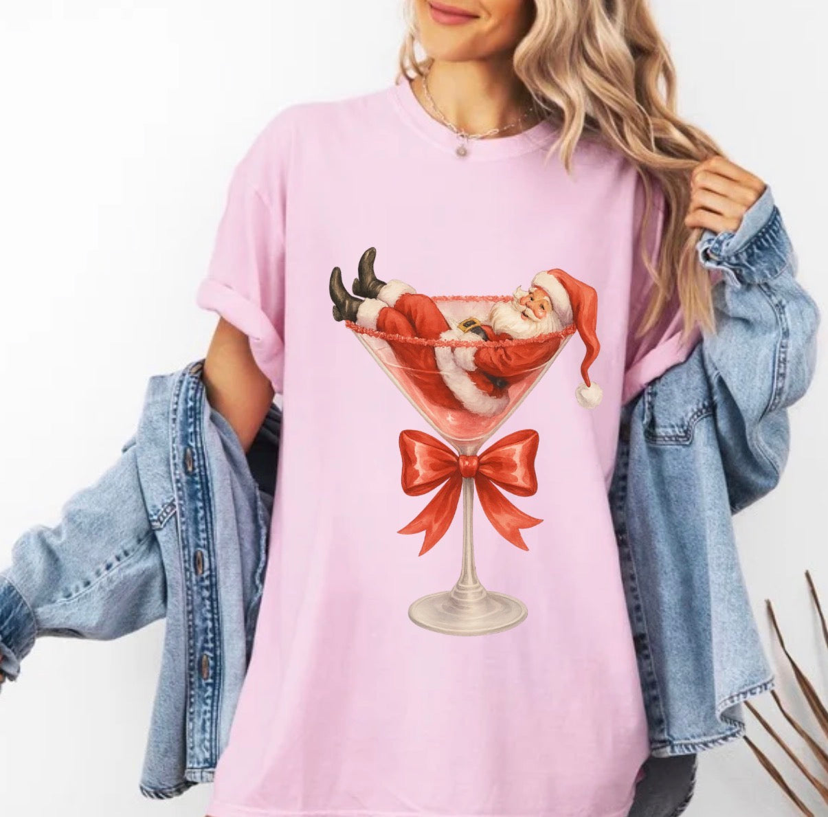 Santa Martini, Funny Christmas Cocktail, Vintage Santa in Martini Glass, Holiday Party