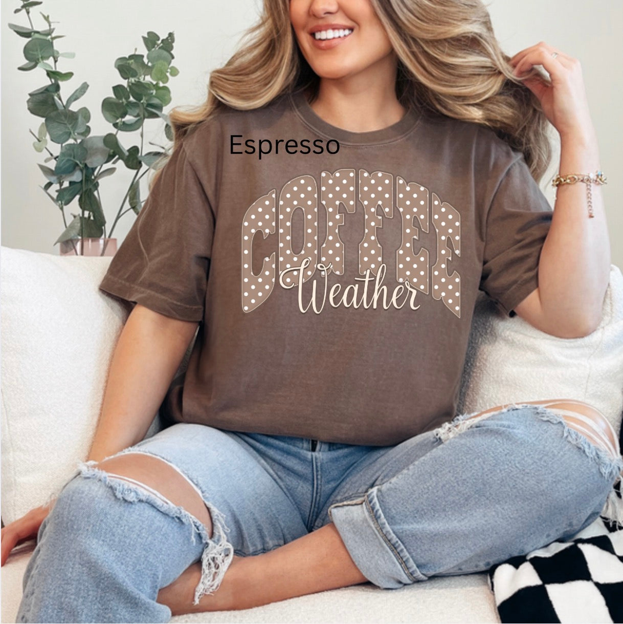 Polka Dot Coffee Weather, Fall, Autumn, Polka Dots, Trendy Fall T-shirt