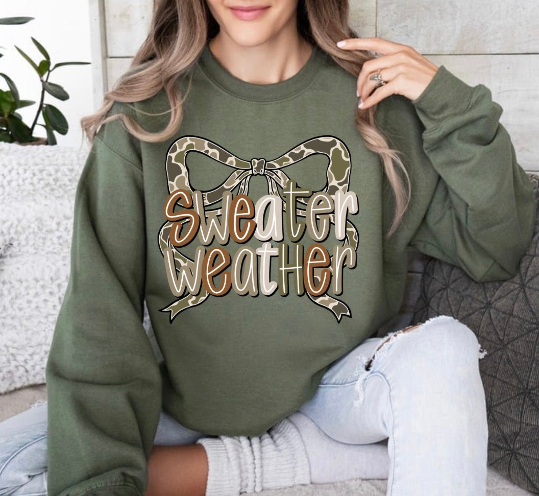 Bow Camo Sweater Weather, Western Coquette Bow, Preppy Camo, Cozy Season, Country Distressed Cowboy, Bow Camouflage, Camo Cozy Season Sweatshirt
