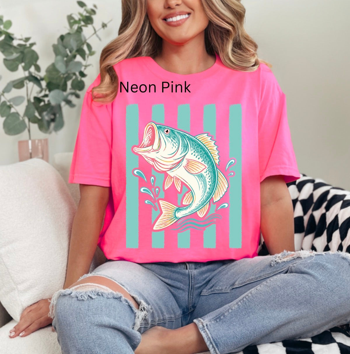 Striped Bass Fish, Preppy Bass Fishing, Striped Bass, Fishing, Bass Jumping, Brushstroke T-shirt