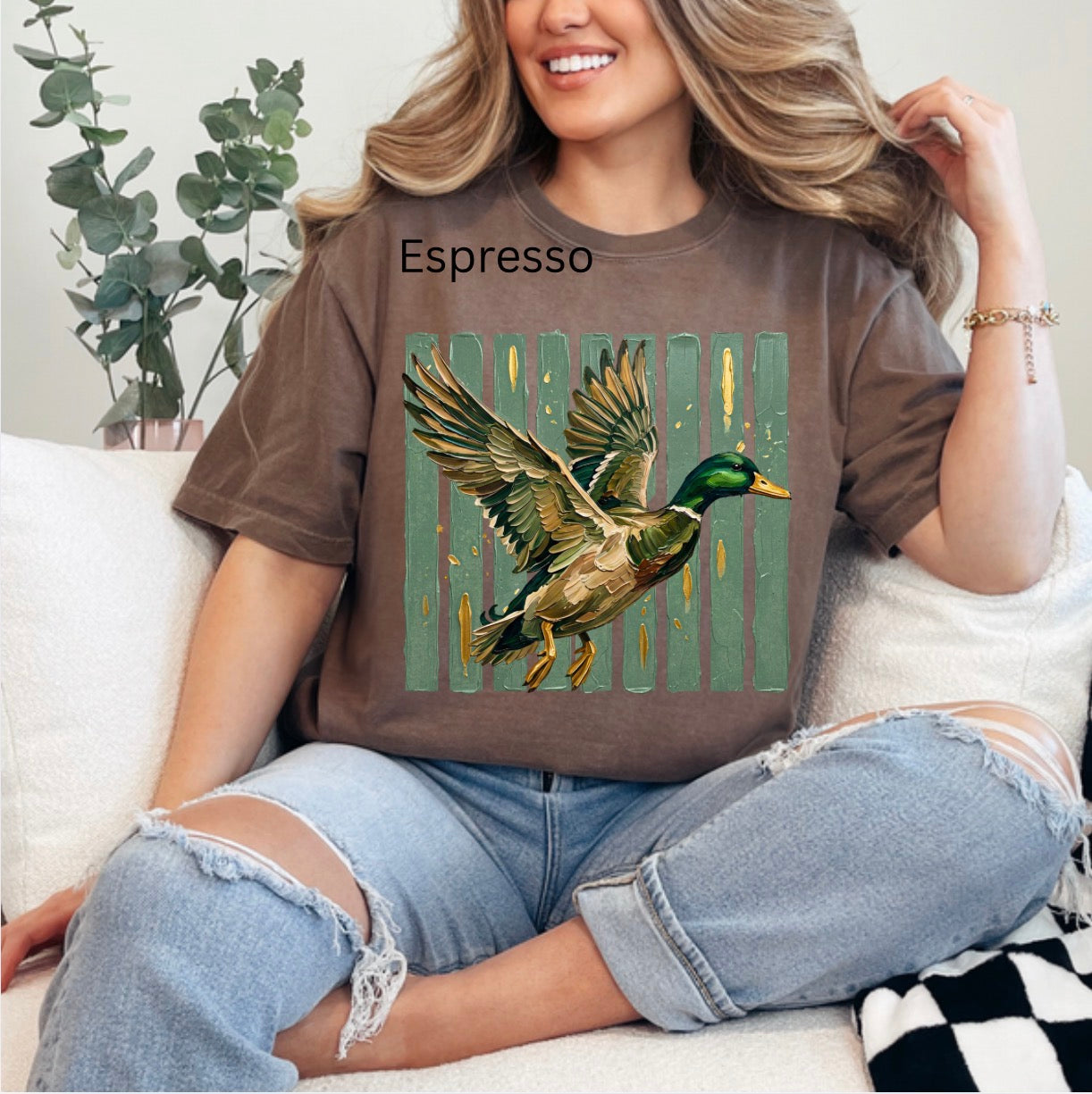 Flying Glitter Camo Duck, Hunting, Duck Hunting, Hunting season, Girly Hunting T-shirt
