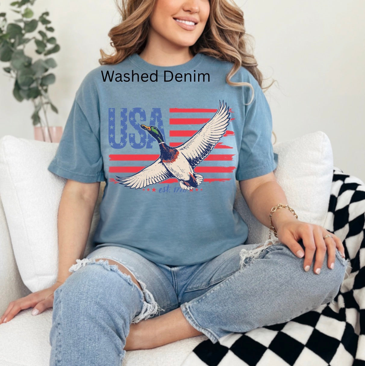 Mallard Duck, USA, Patriotic, 4th of July, America 250, Hunting Duck T-shirt