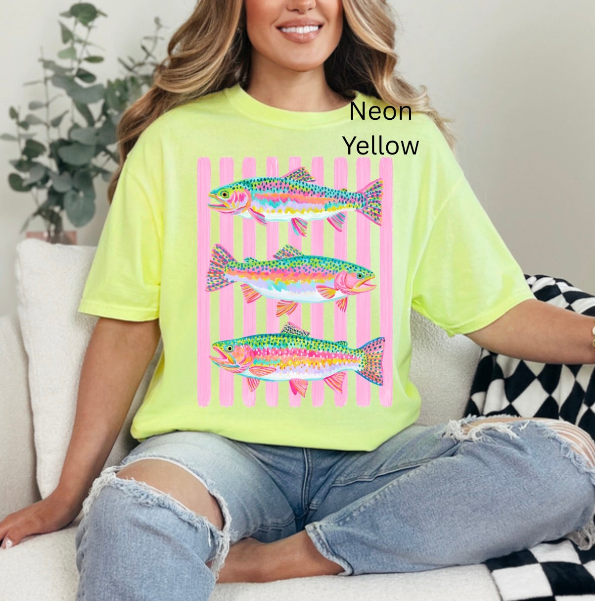 Colorful Trout, Retro Fishing, Preppy Rainbow Fish, Summer, Fishing, Lake, Fishing T-shirt