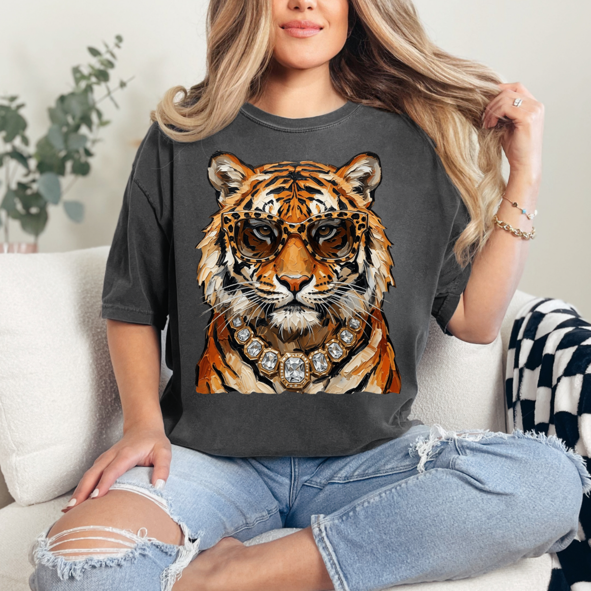 Glam Tiger, Bling, Boujee, Leopard, Preppy Animal, Hunting Season