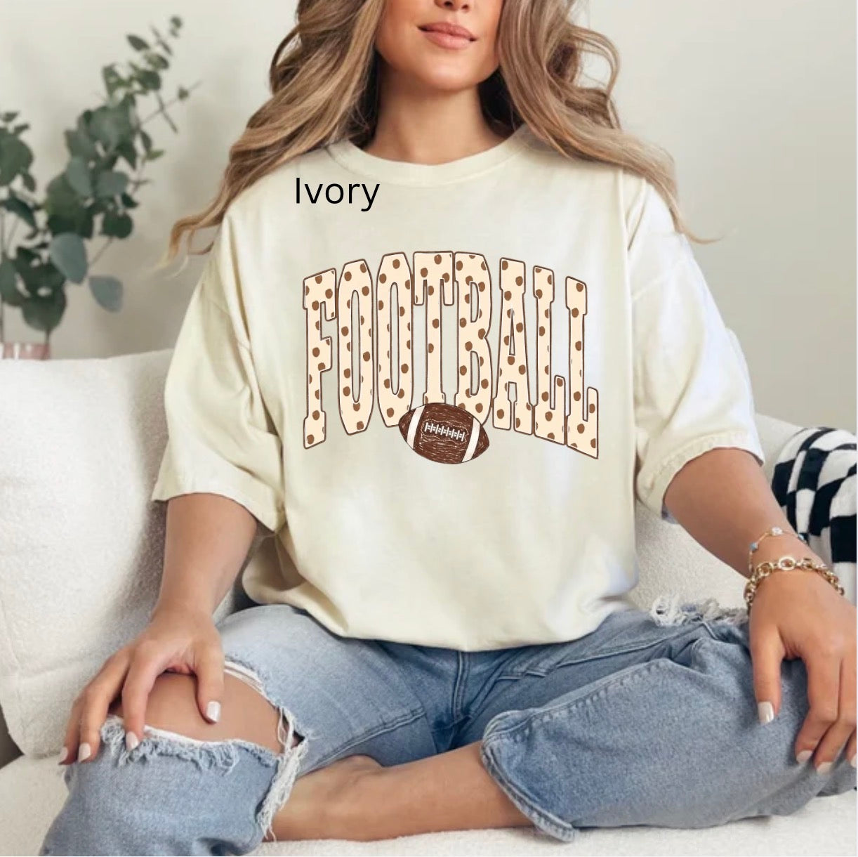 Polka Dot Football Lettering, Game Day, Football, Polka Dots, Sports, Football season, Trendy Football T-shirt