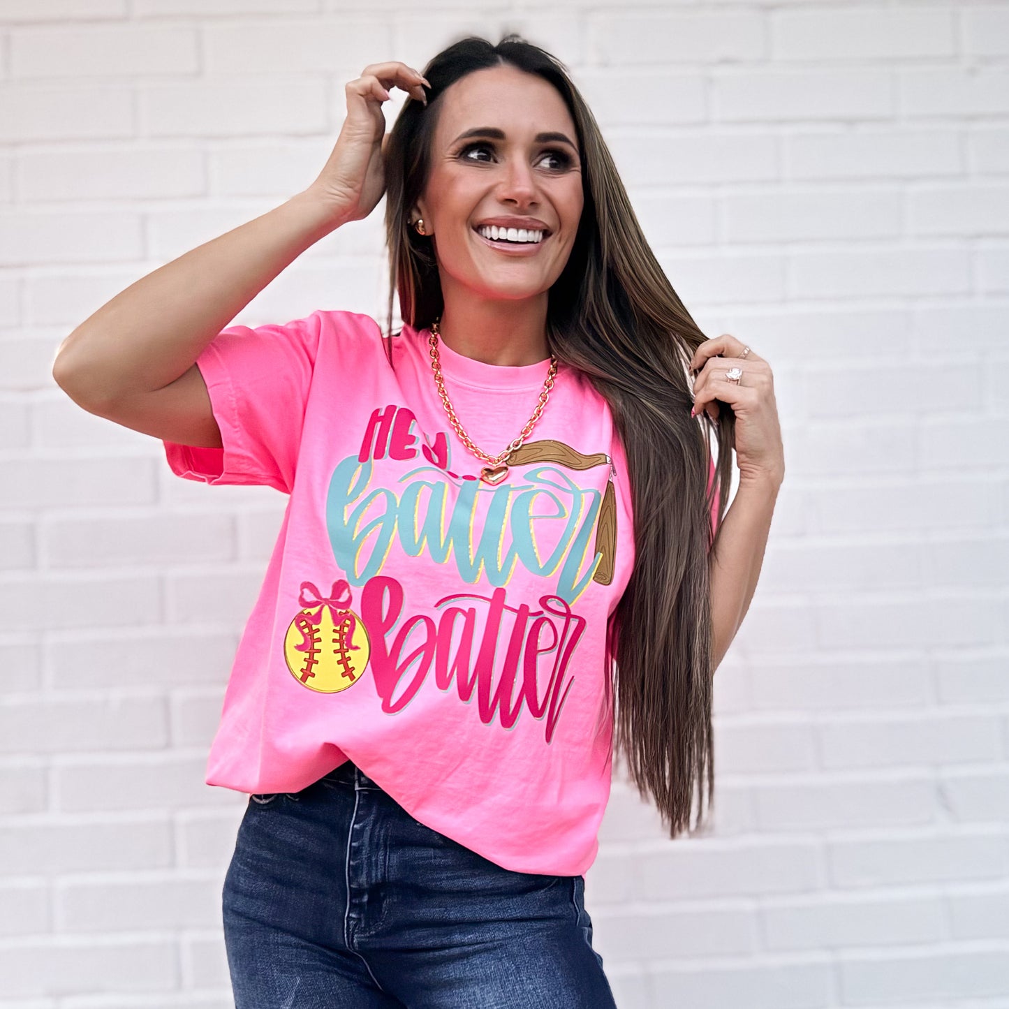 Hey Batter Batter Softball And Baseball- Cute Softball Baseball - Gold Foil Baseball - Sweatshirt (Copy)