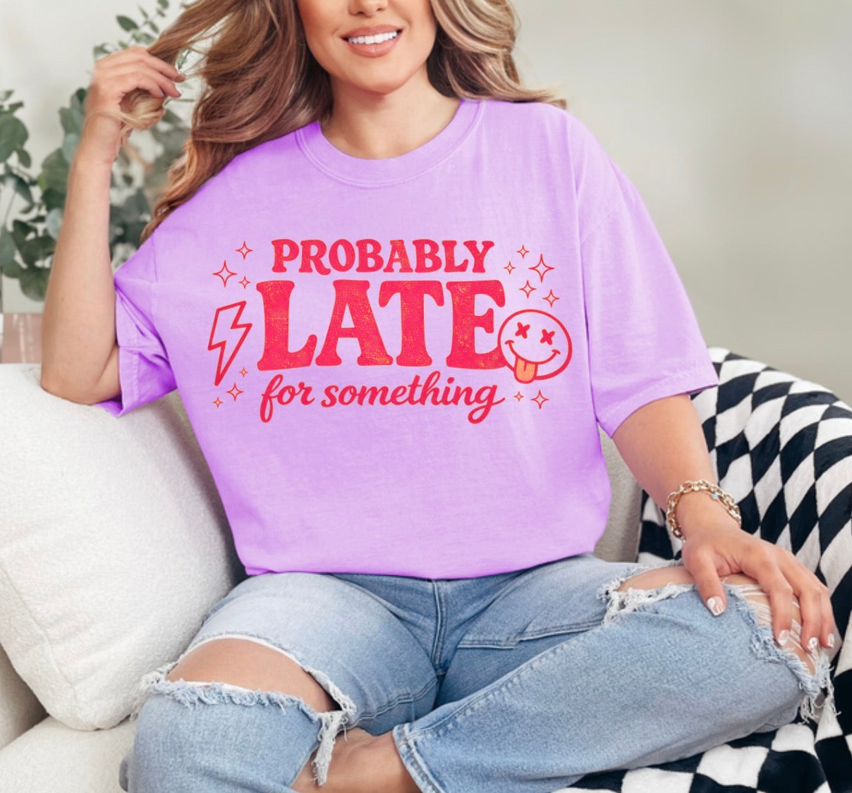 Probably Late For Something, Funny, Retro, Sarcastic T-shirt (Website)