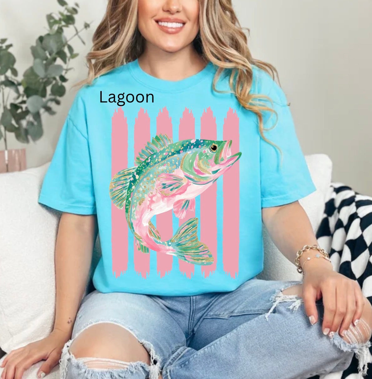 Lake Life Bass, Fish, Preppy fish, Summer, Fishing, Colorful Fish, Glitter Fish T-shirt