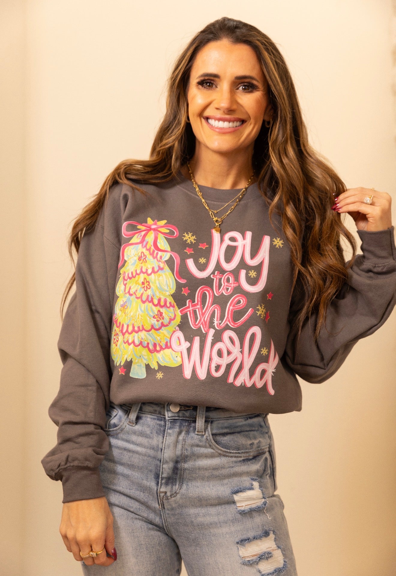 Pink Preppy, Joy To the world, holiday Sweatshirt