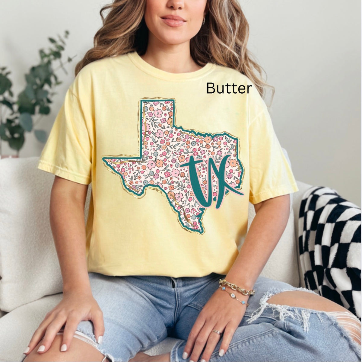 Floral state, 50 states, Texas, Louisiana, Alabama, Alaska, trendy state T-shirt