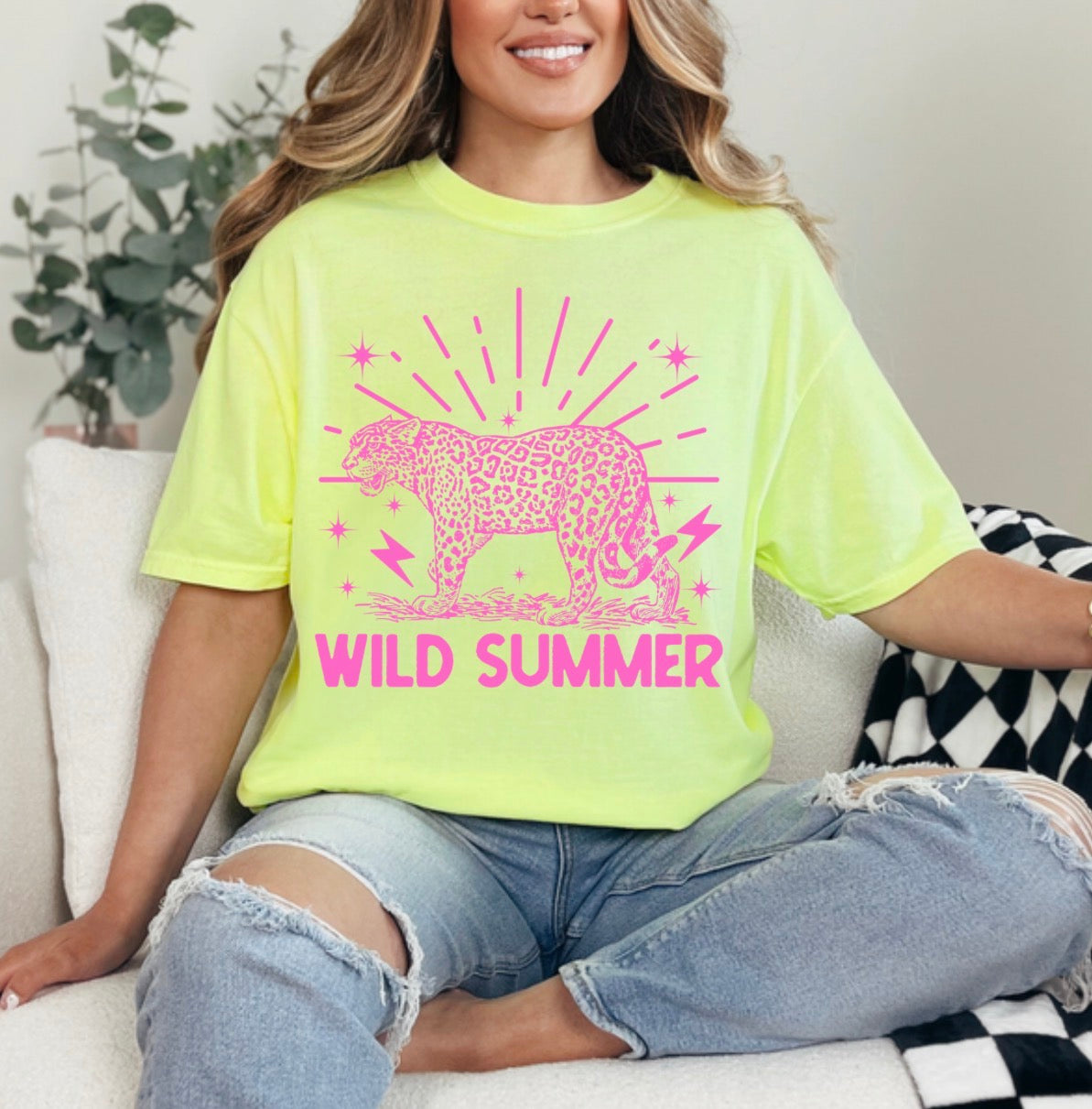 Wild Summer Leopard | Retro Cheetah | Summer | Neon | Wild | Retro Tshirt (Website)