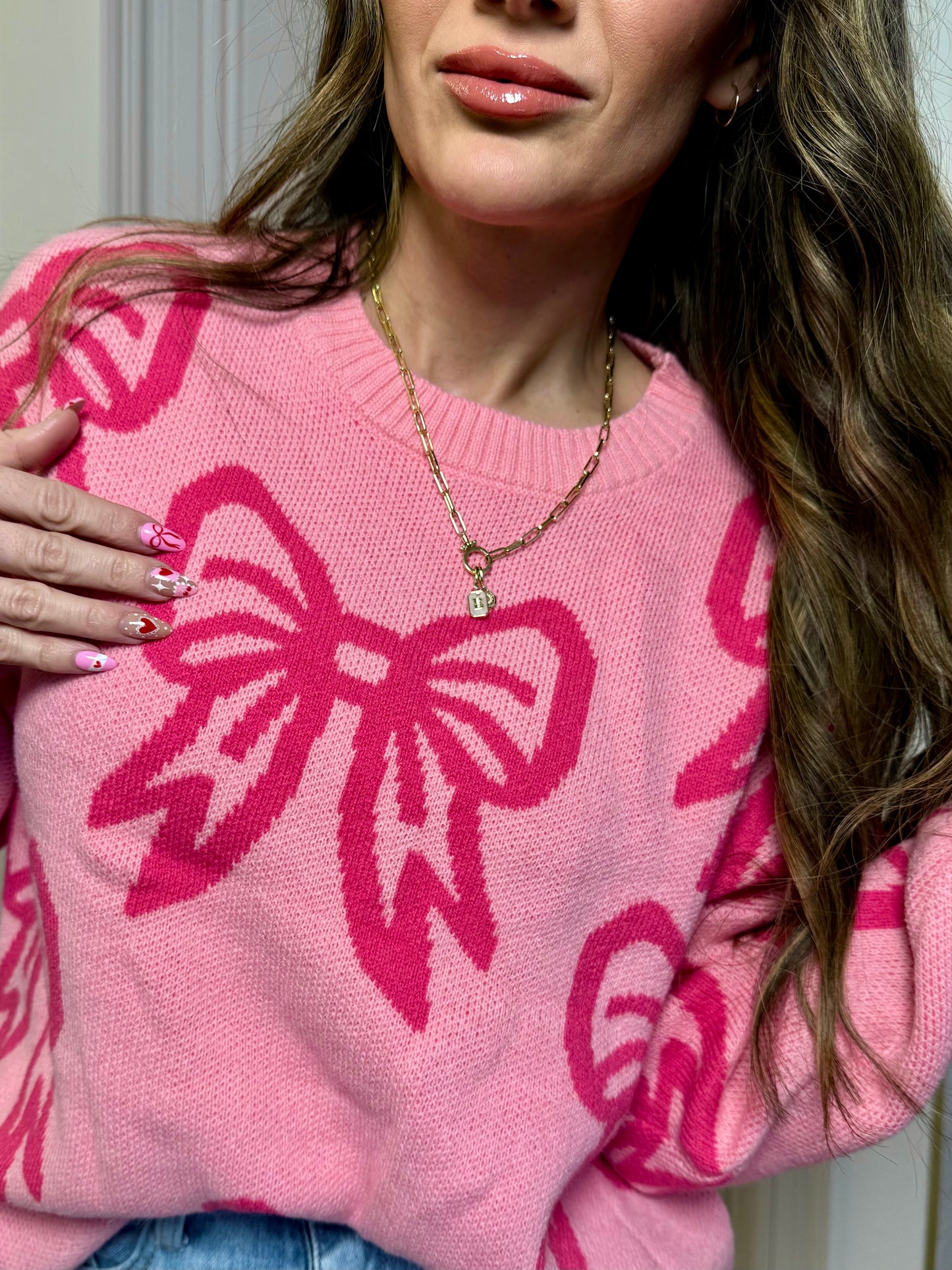 Pink Duo Boutique Bow Sweater