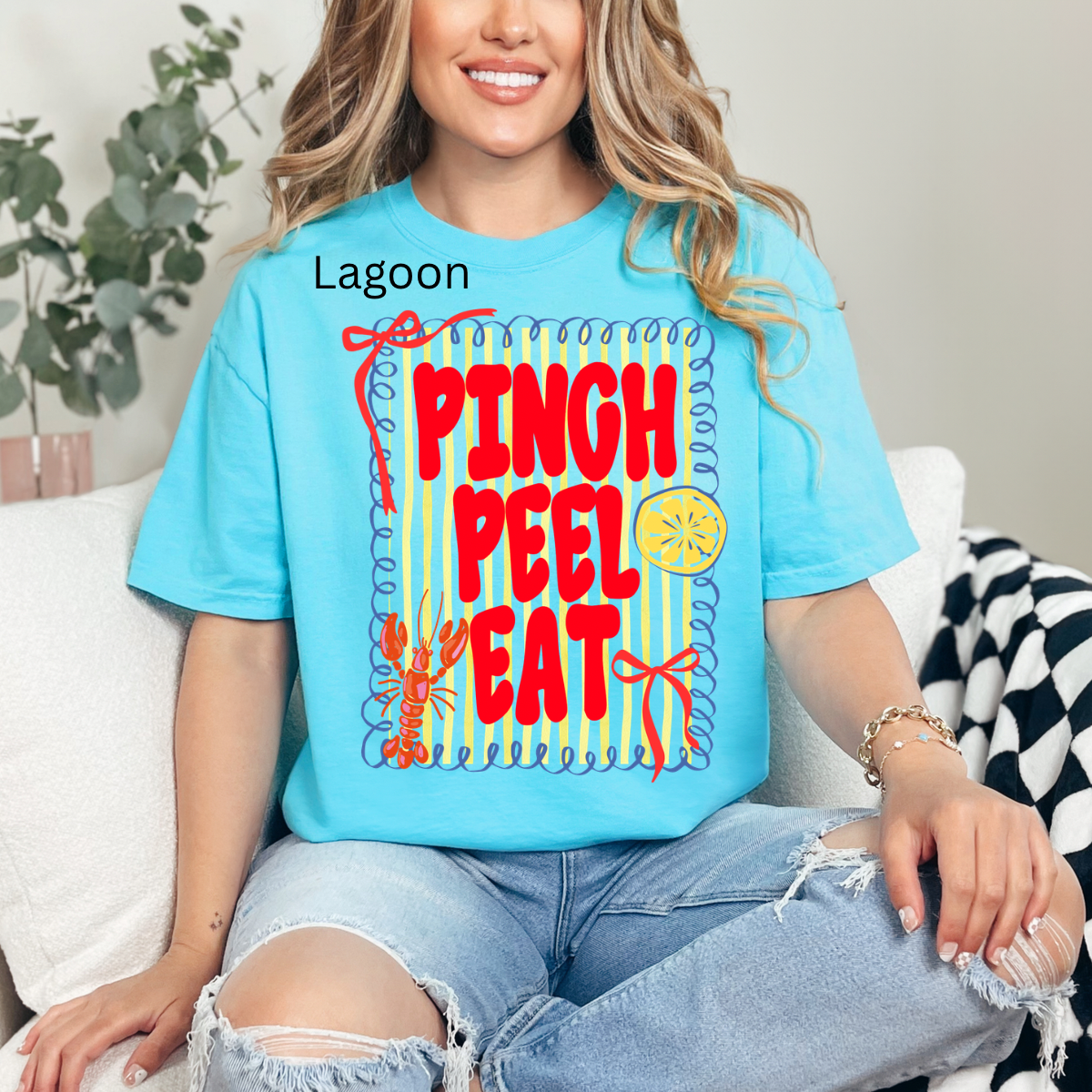 Pinch peel eat, Crawfish boil season, trending preppy coquette bow, Crawfish Season, Mud bugs tshirt