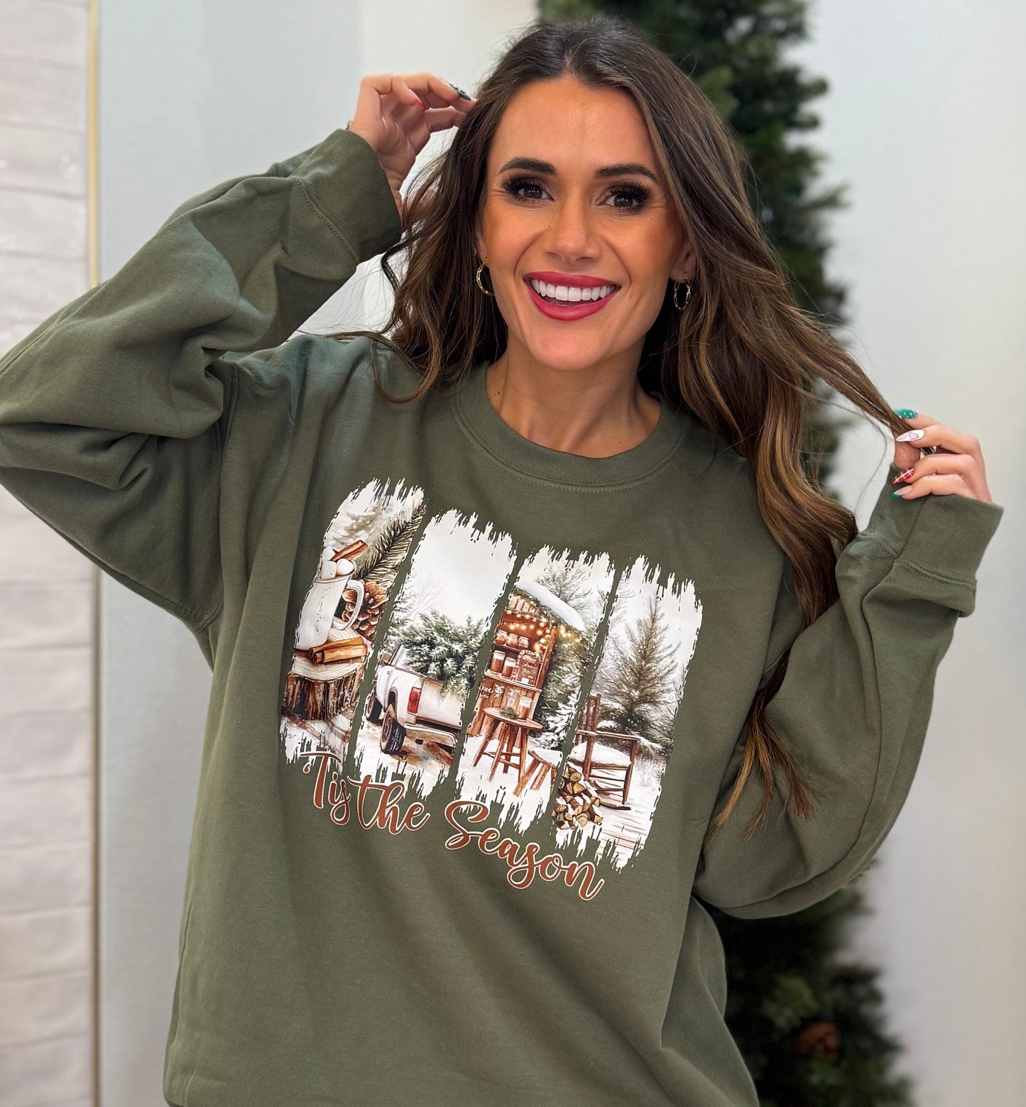 Tis The Season, Rustic Christmas, Winter Cabin, Cozy Holiday Shirt, Vintage Truck Christmas Sweatshirt