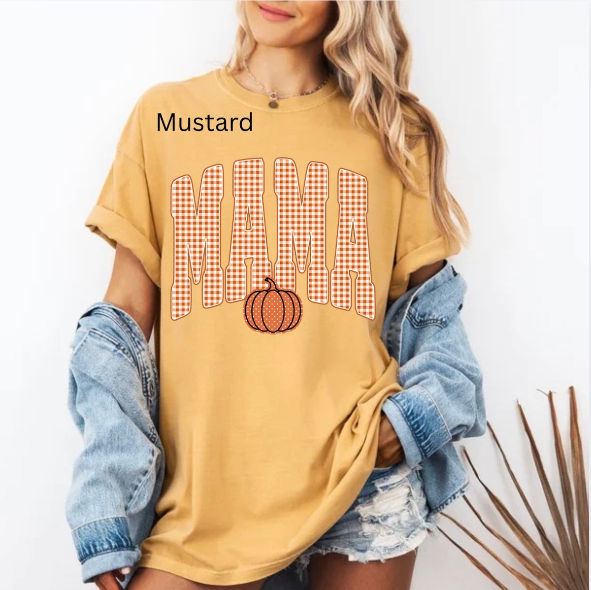 Retro Mama Pumpkin, Trendy Fall, Gingham Mama, Mama, Cute Gingham, Trendy Mama T-Shirt