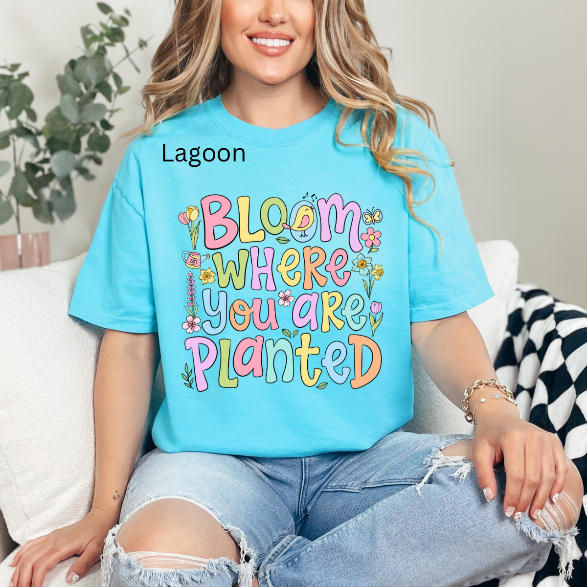 Bloom Where You Are Planted, Floral Spring Wildflower Inspirational Quote, Colorful Flower, Positive Happy Tshirt