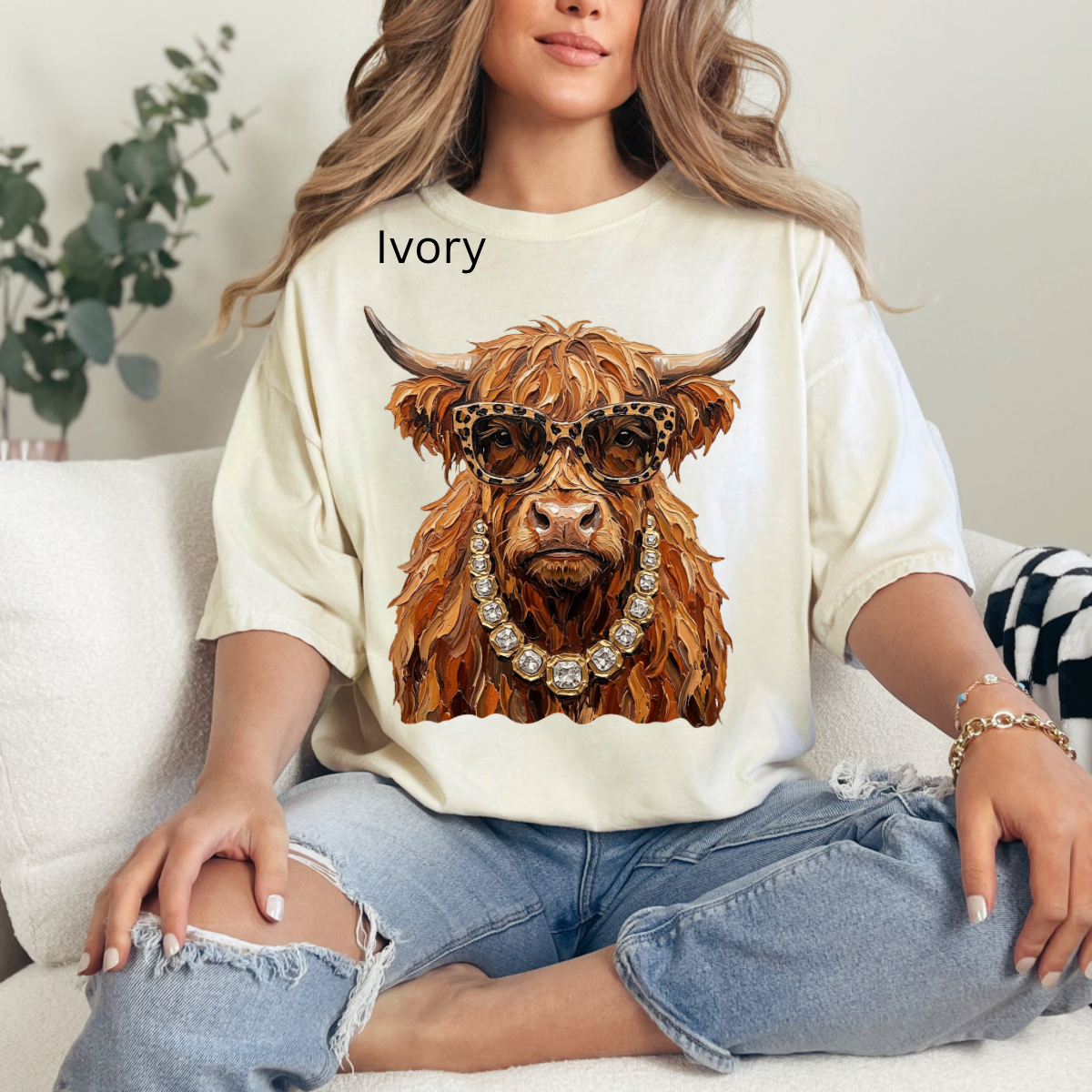 Glam highland cow, Bling, Boujee, Leopard, Preppy Animal, Hunting Season