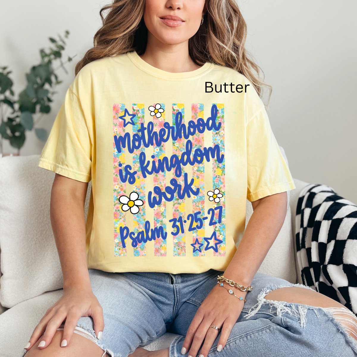 Motherhood Is Kingdom Work, Christian Mom Faith, Retro Floral Mama, Bible Verse Mother’s Day Shirt
