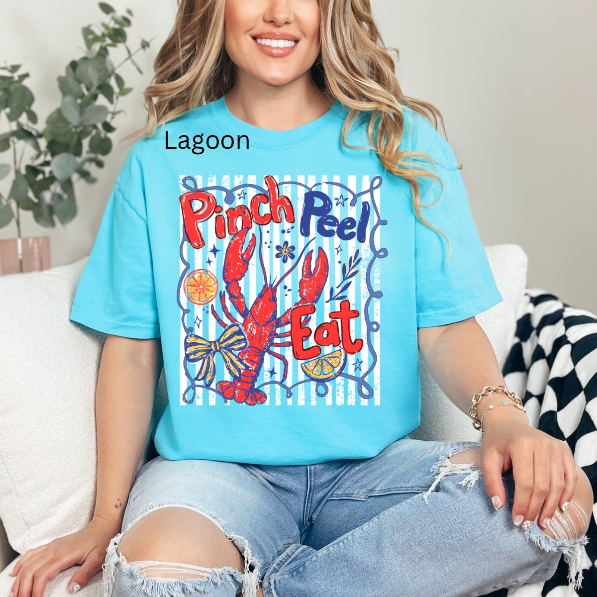 Pinch Peel Eat, Preppy Stripes Coquette, Crawfish Season, Southern Tshirt