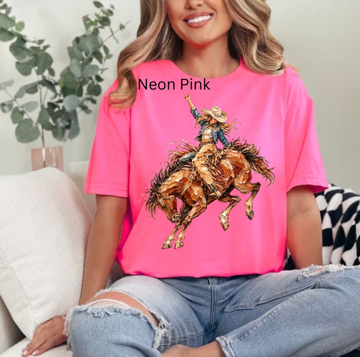 Rodeo Cowgirl, Bucking Bronc, Western, Horse, Cowboy Hat, Country, Western T-shirt