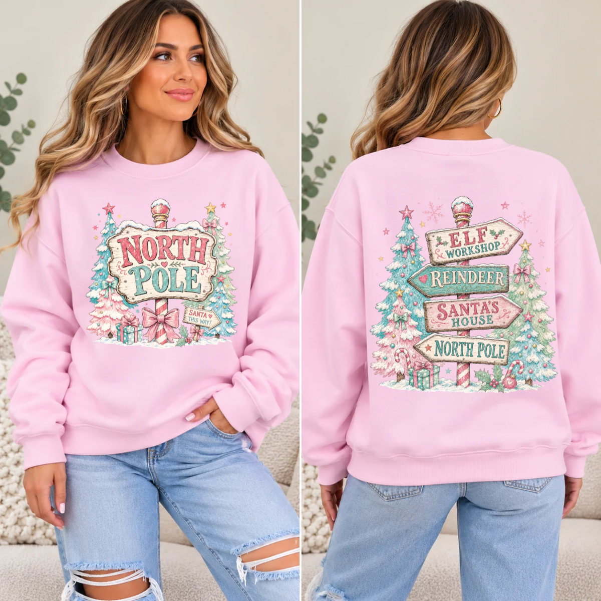 North Pole, Girly Pink Christmas, Christmas, Trendy Christmas, Pink Christmas T-Shirt