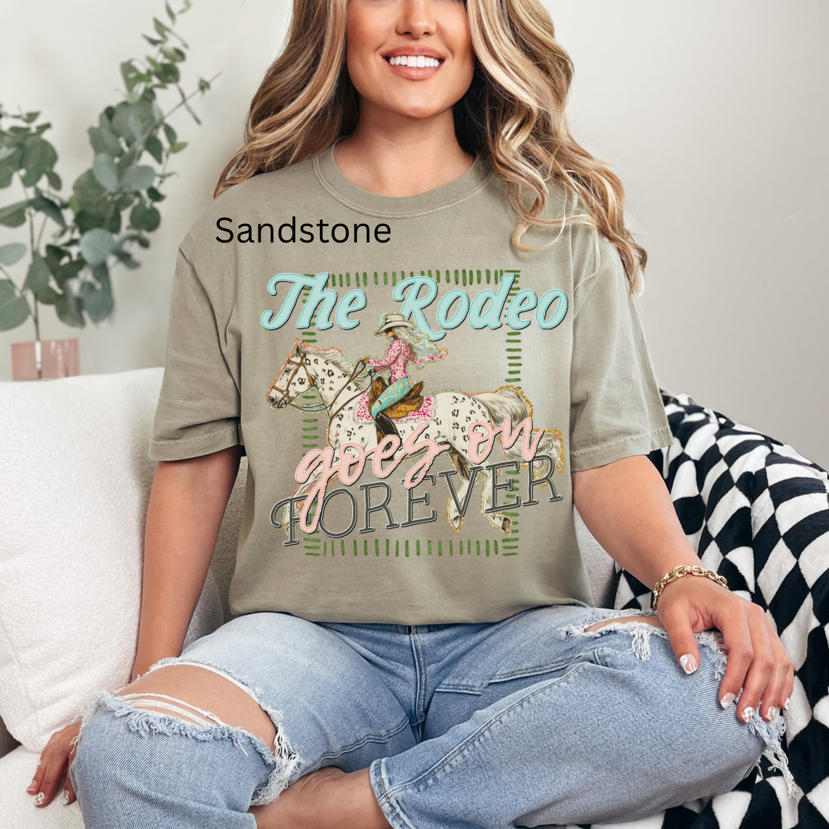 The Rodeo Goes On Forever, Rodeo, Cowgirl, Western, Girly Western T-shirt