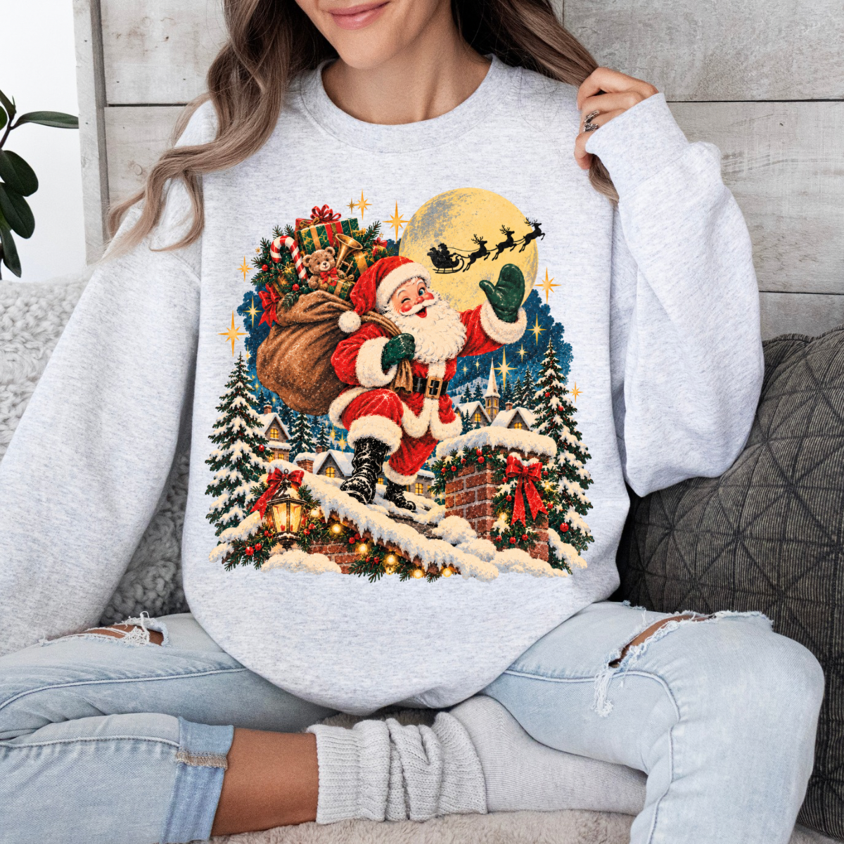 Retro 90s Christmas Santa Clause, Vintage Santa, Christmas, Santa, Retro Christmas, Holiday Sweatshirt