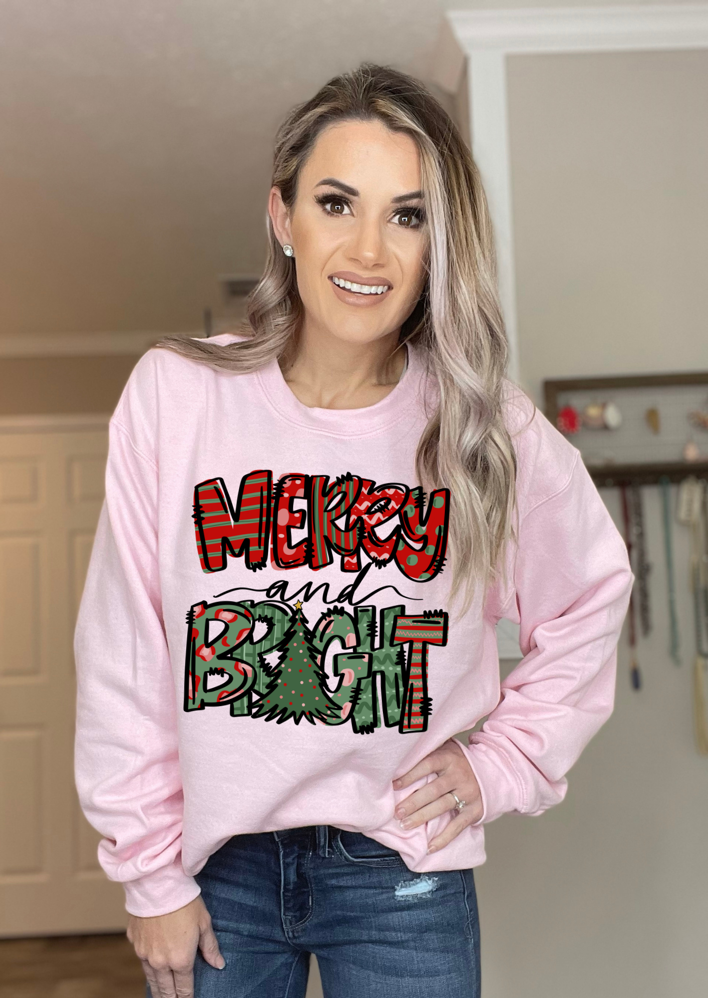 Sweet Pink Christmas Sweatshirt— Note which Design you want at Checkout