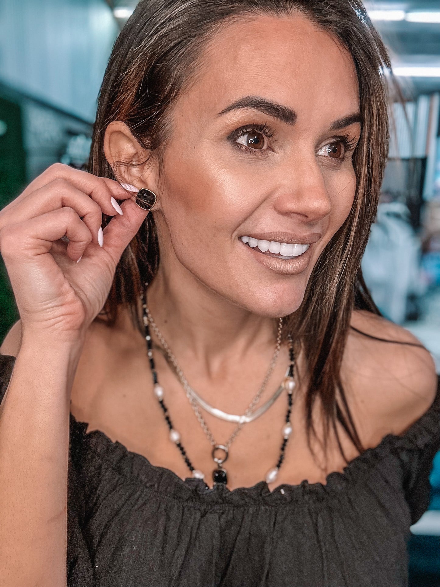 Large Black Everyday Studs