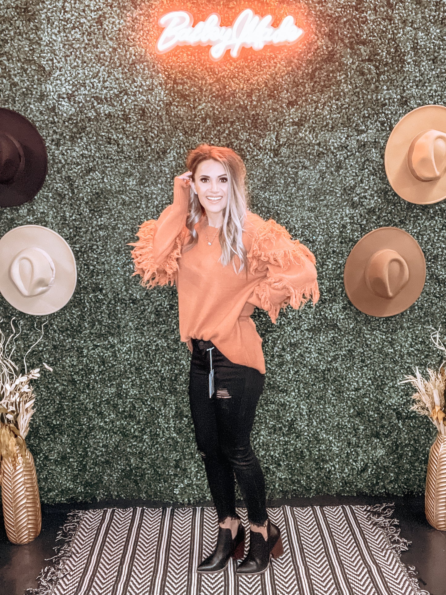 Camel Fringe Sleeves Sweater