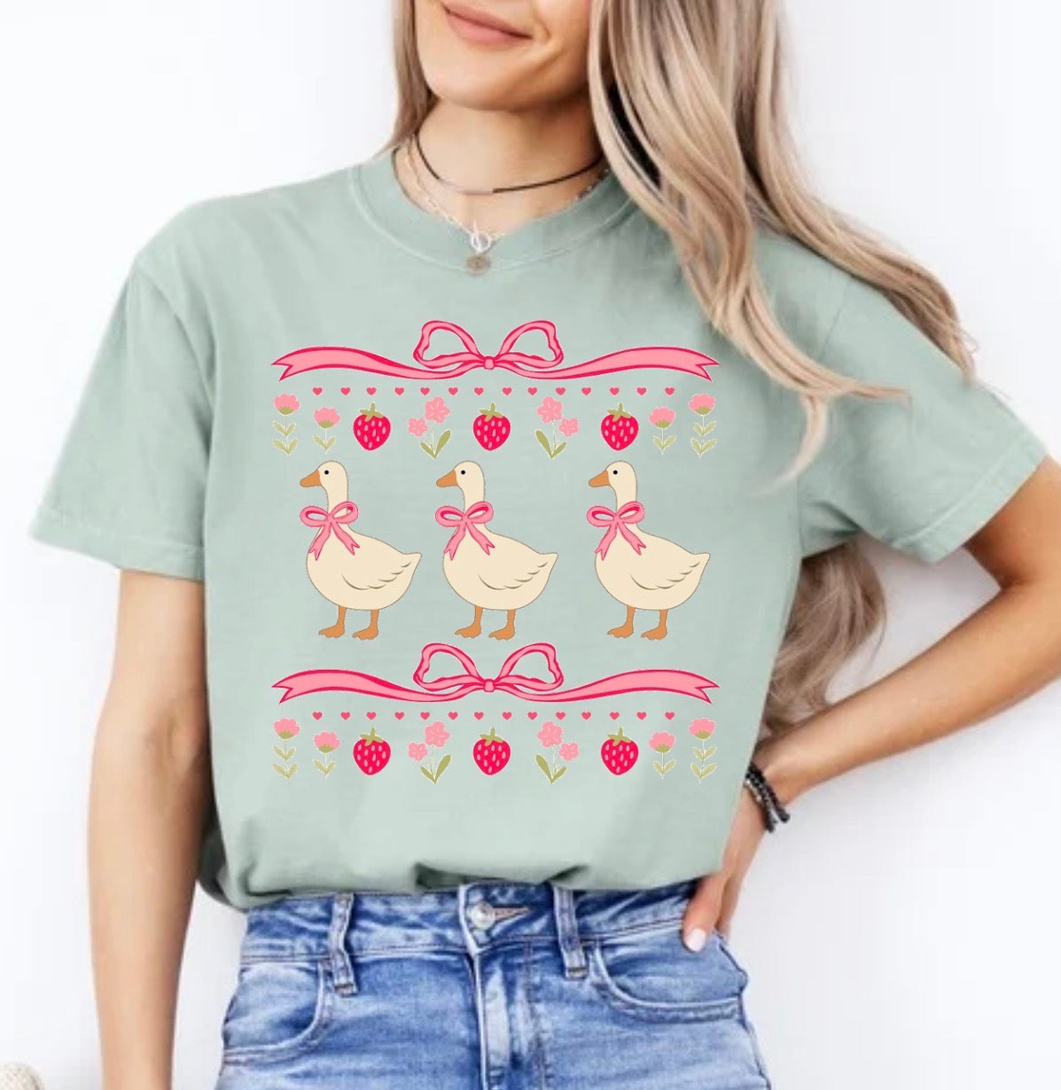 Vintage Strawberry goose, Strawberry, Strawberry goose, Spring, Trending, Popular, Geese T-shirt (Website)