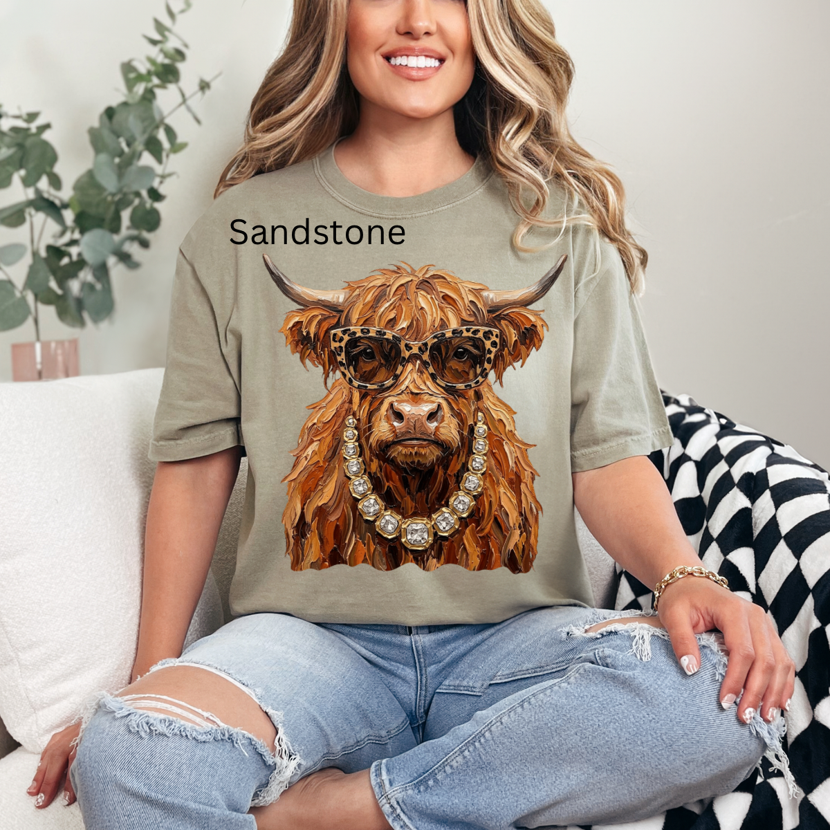 Glam highland cow, Bling, Boujee, Leopard, Preppy Animal, Hunting Season