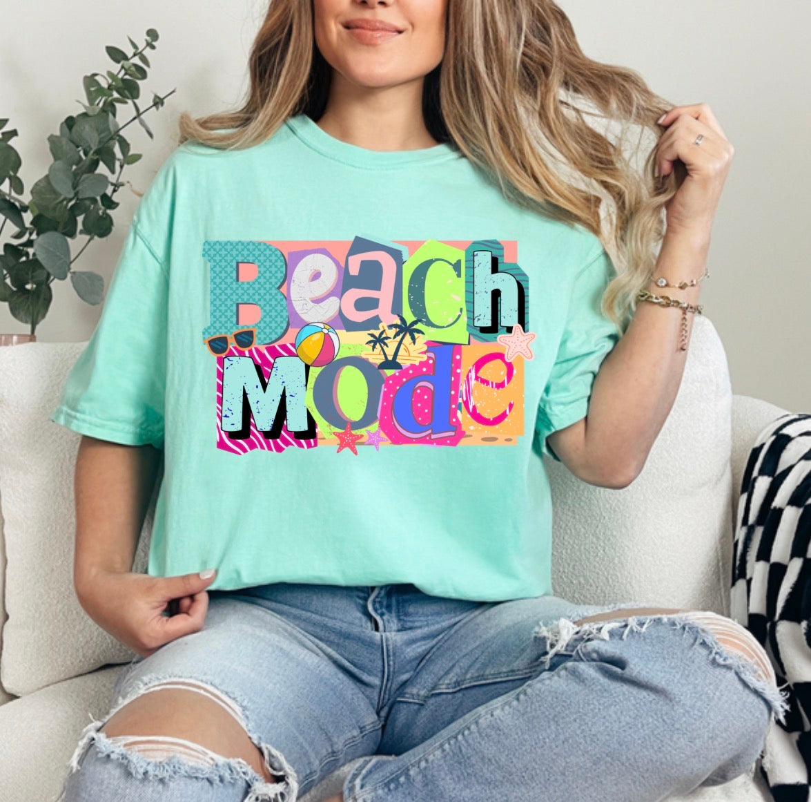 Beach Mode, Summer, Beachy, Retro, Summer Vibes, Cool Retro T-shirt (Website)