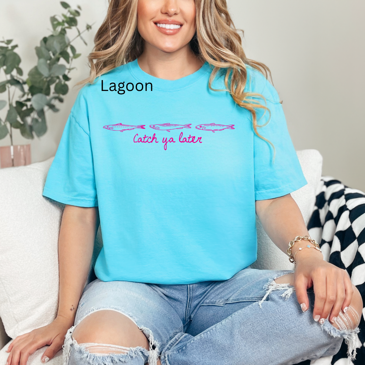 Catch Ya Later, Minimalist Fish, Coastal Summer, Retro Fishing Line Art, Summer Beach Vacation, Trendy Summer T-shirt