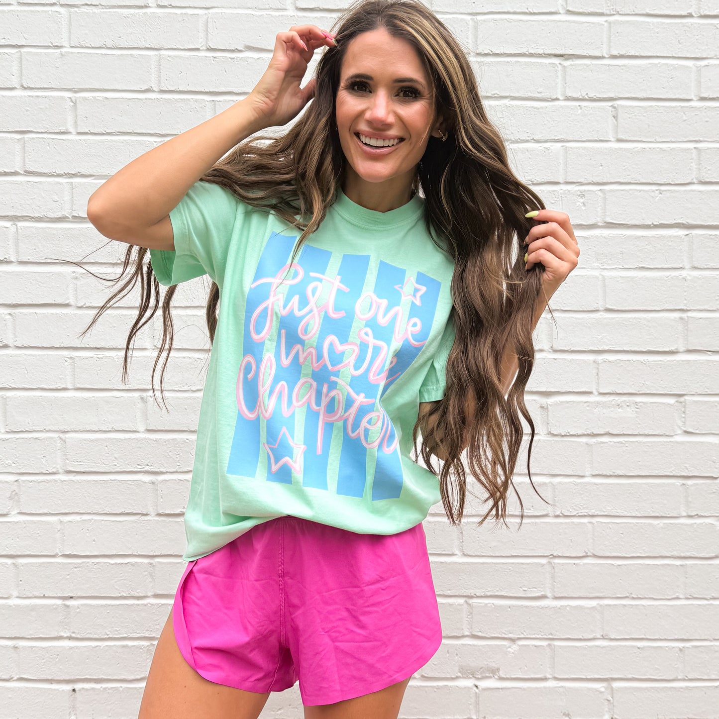 Just one more chapter, striped preppy, Spring Summer shirt, bookish sweatshirt, whimsical book Lover, Aesthetic tshirt