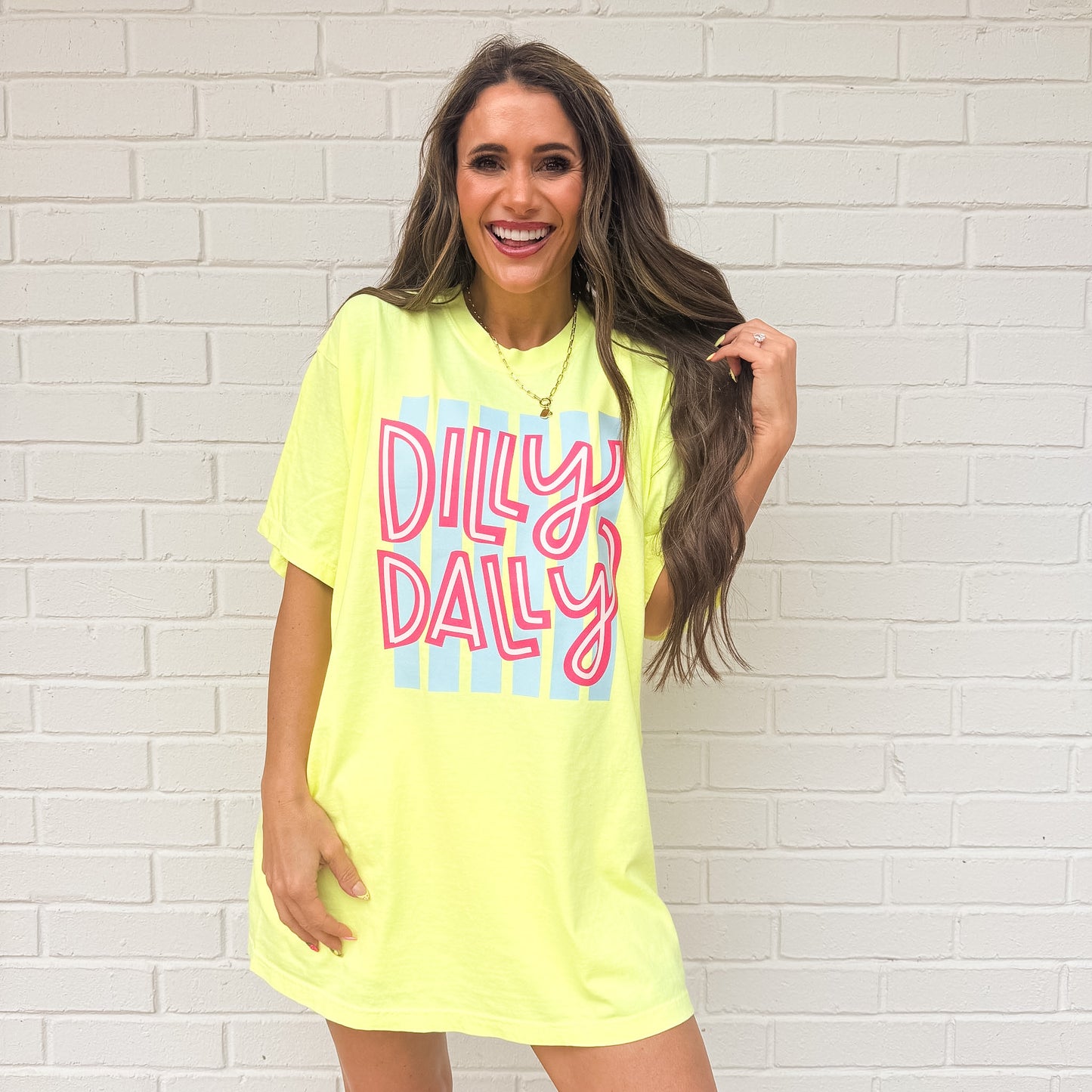 Striped Dilly dally, colorful stripe, preppy girly, spring summer, funny trendy T-shirt