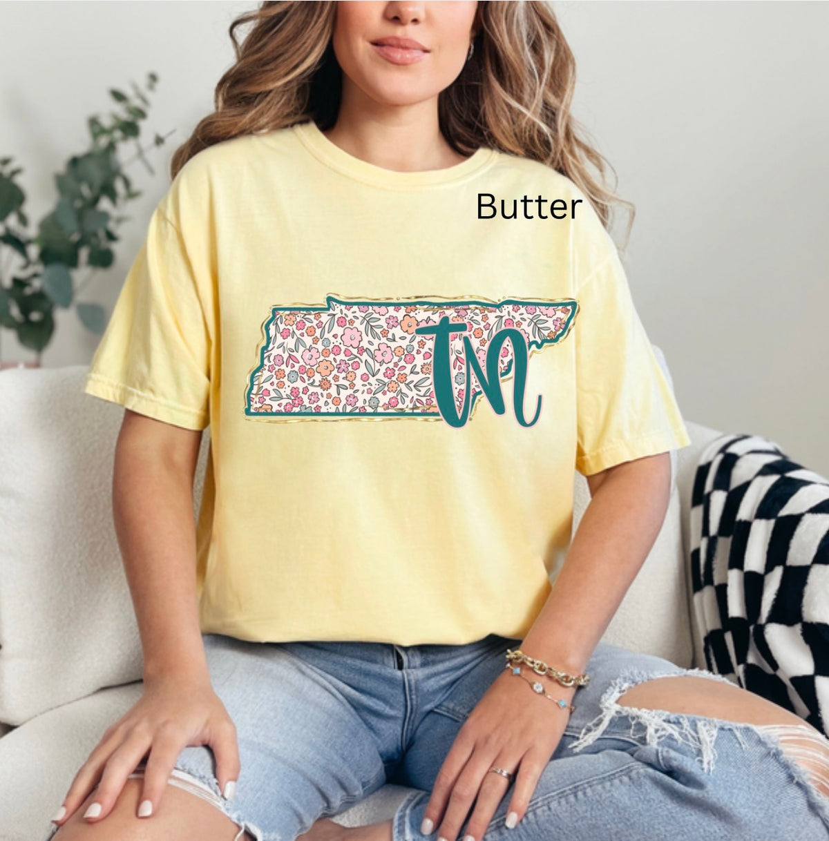 Floral state, 50 states, Texas, Louisiana, Alabama, Alaska, trendy state T-shirt