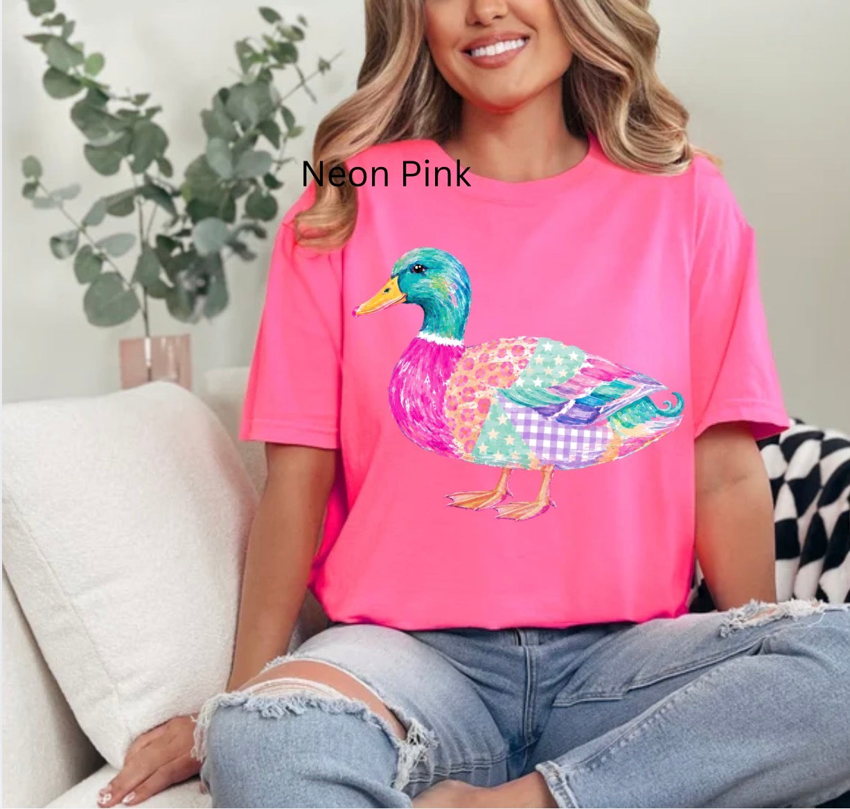 Colorful Patchwork Mallard Duck, Summer, Girly, Mallard Duck, Patchwork T-shirt