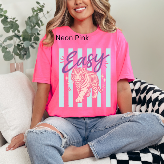 Easy Tiger, Preppy Girly, Pink Tiger, Summer, Coastal Stripes, Trendy T-shirt