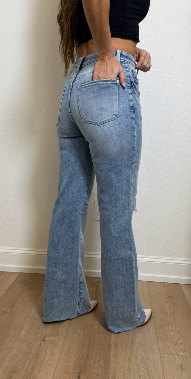 Vintage Brooke Raw Hem Flare Jeans