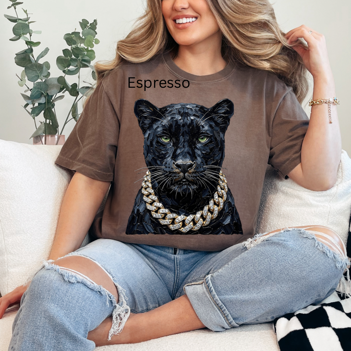 Glam Panther , Bling, Boujee, Leopard, Preppy Animal, Hunting Season Tshirt