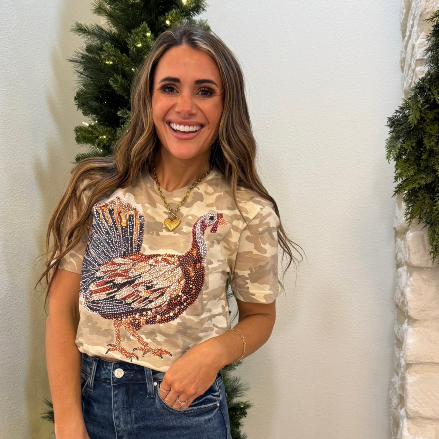 Faux Rhinestone Camo Tshirt