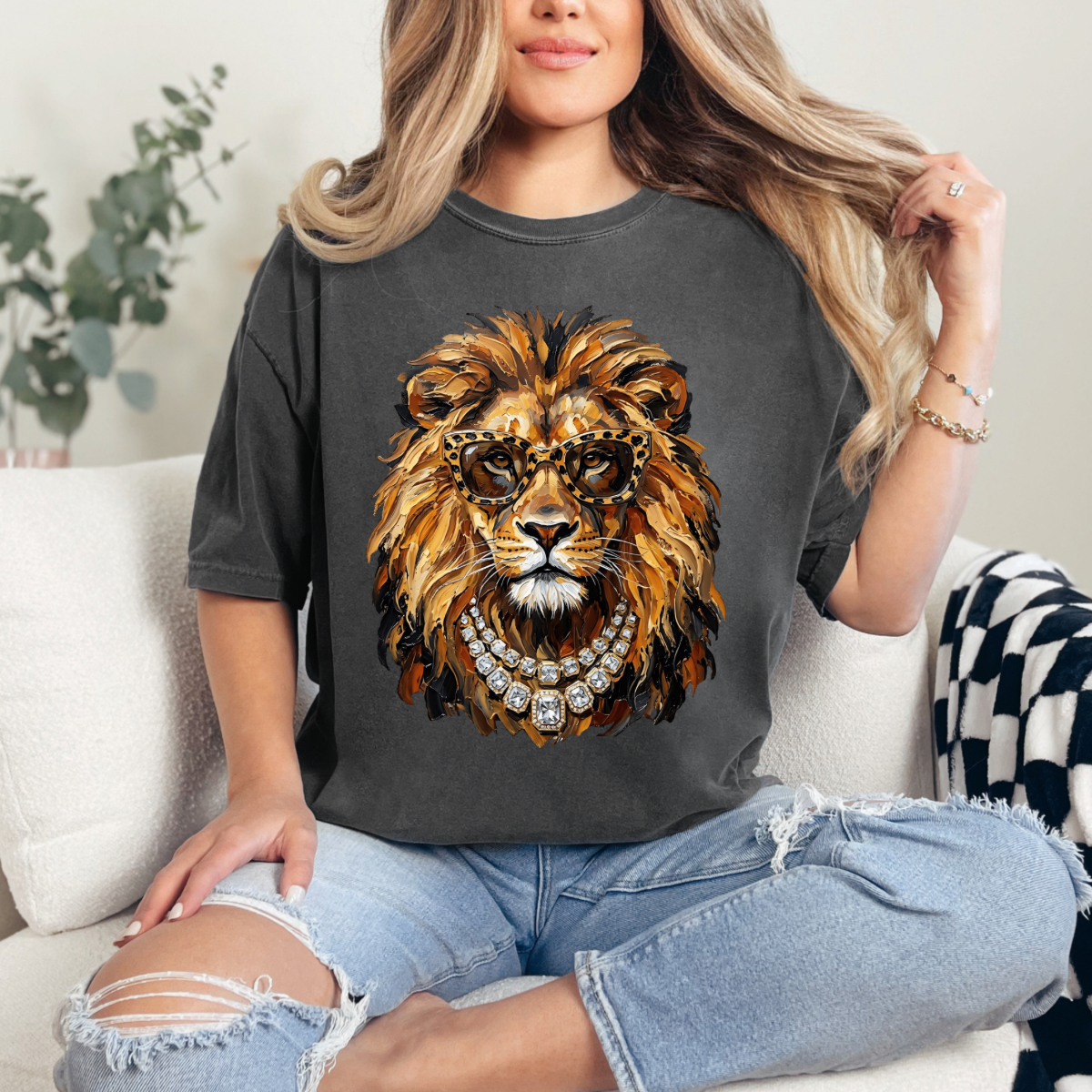 Glam lion, Bling, Boujee, Leopard, Preppy Animal, Hunting Season