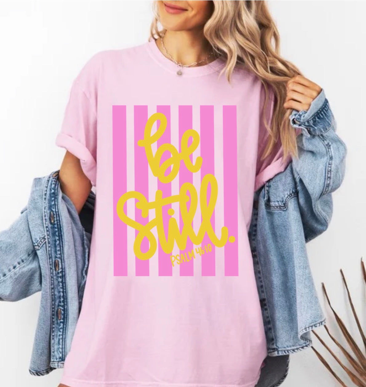 Be Still, Faith, Religious, Spring, Whimsy, Girly, Stripes, Dainty, Coquette, Love Like Jesus T-shirt (Website)
