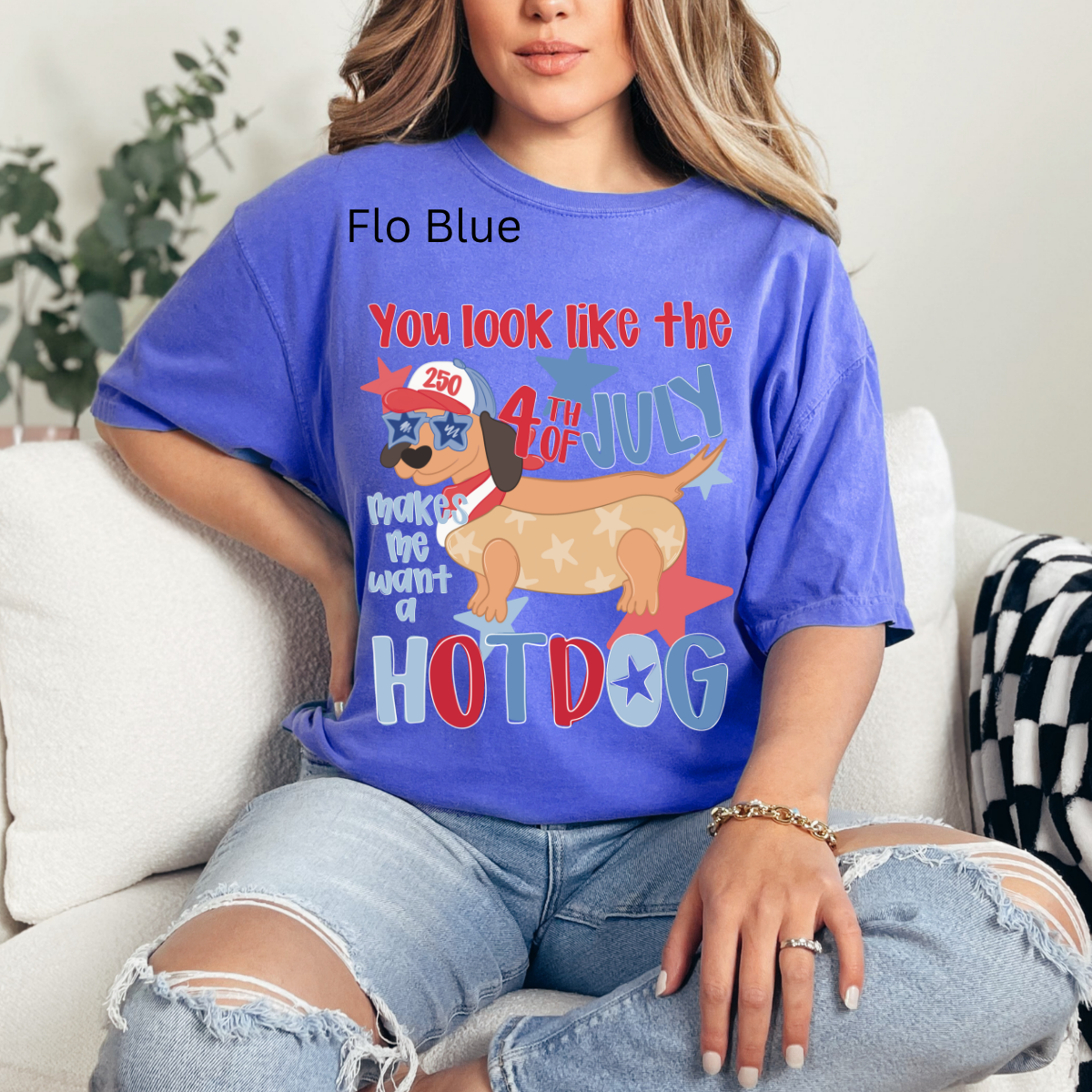 4th of July Hotdog Dog, Dachshund Patriotic, 4th Of July, Funny, Hotdog, Red White Blue t-shirt