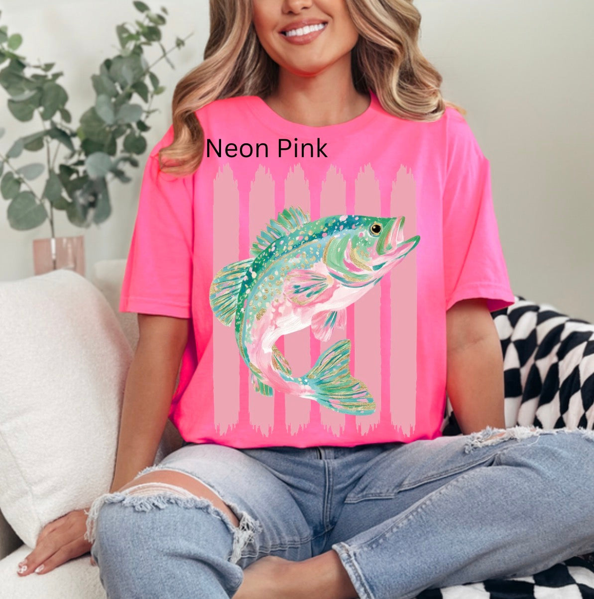 Lake Life Bass, Fish, Preppy fish, Summer, Fishing, Colorful Fish, Glitter Fish T-shirt
