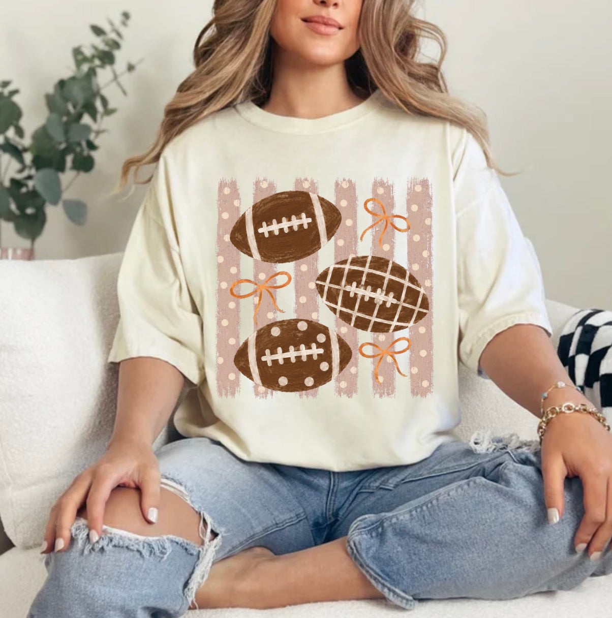 Football Boutique Stripes Coastal, Football, High School, Game Day, School Shirt T-shirt