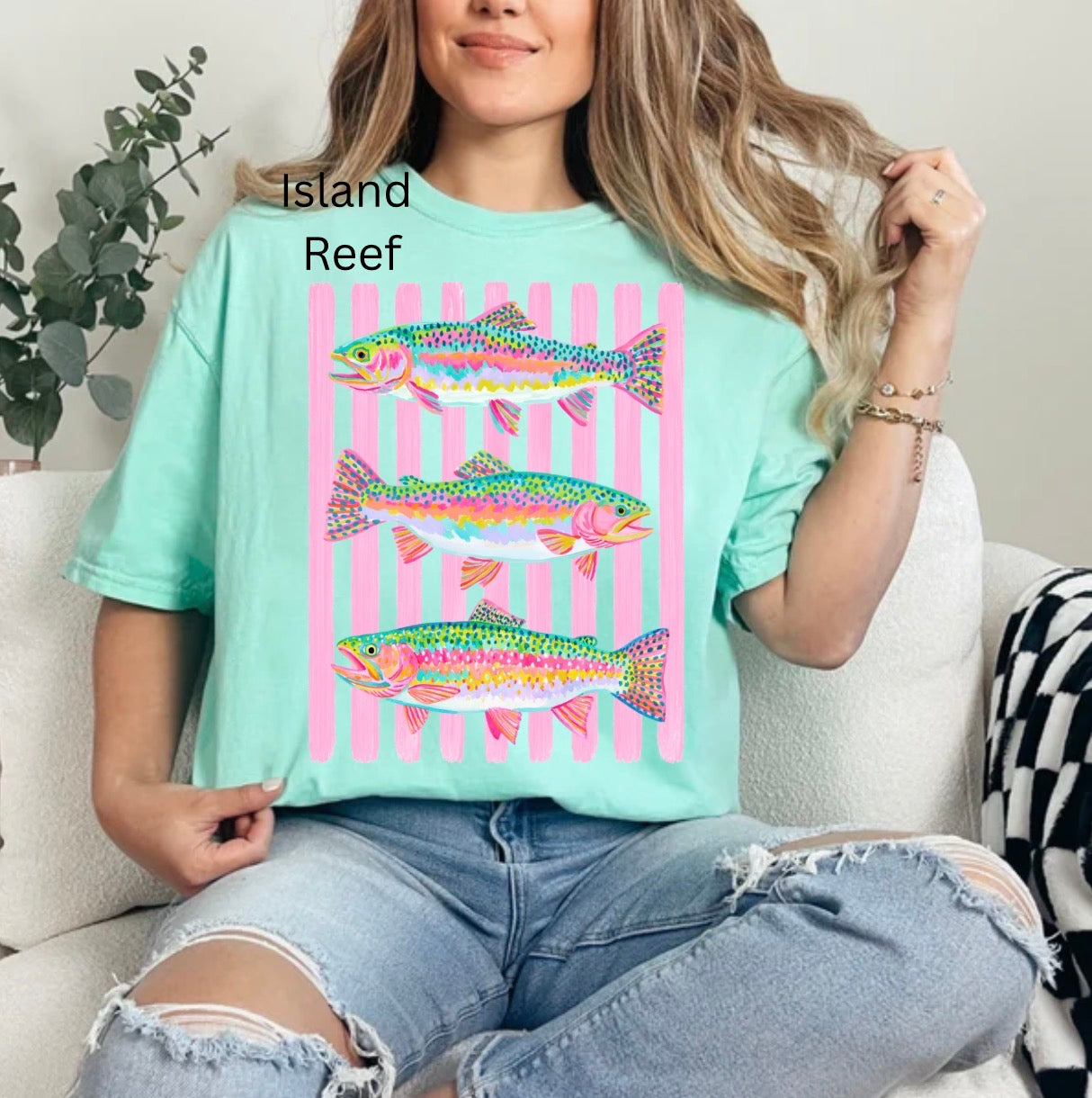 Colorful Trout, Retro Fishing, Preppy Rainbow Fish, Summer, Fishing, Lake, Fishing T-shirt