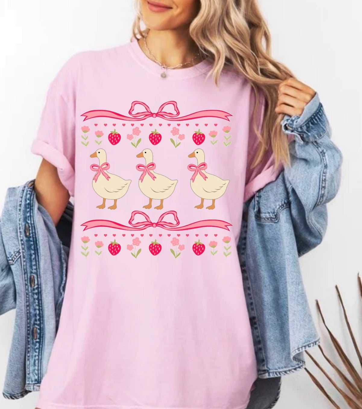 Vintage Strawberry goose, Strawberry, Strawberry goose, Spring, Trending, Popular, Geese T-shirt (Website)