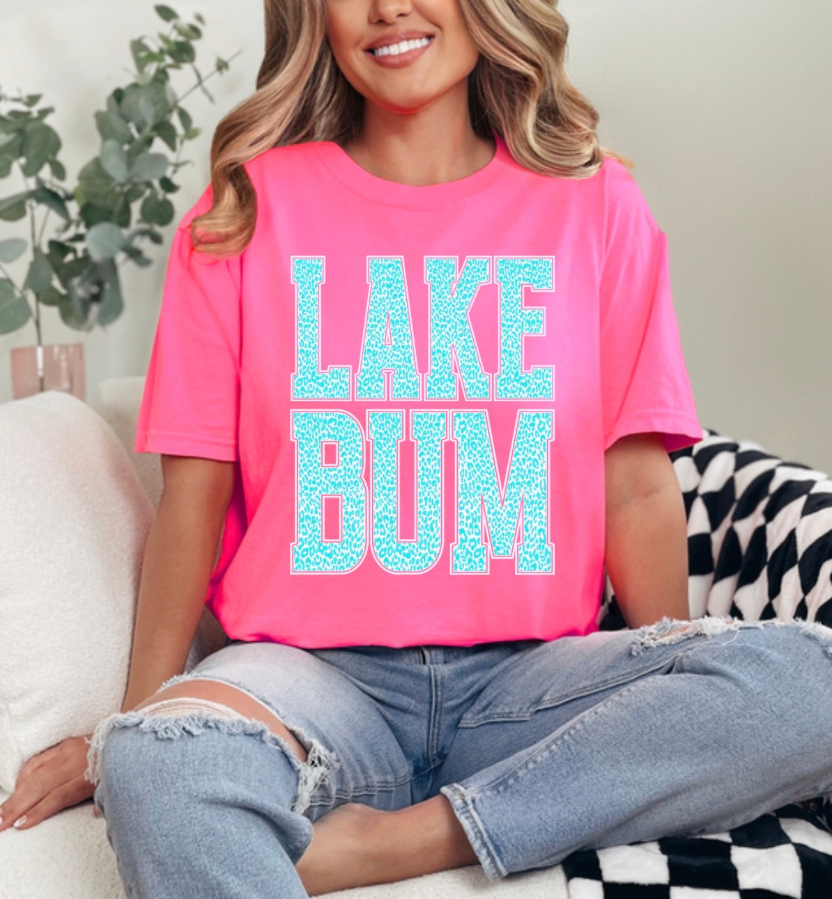 Lake Bum Leopard Print | Girly | Lake | Lake Bum | Summer | Leopard Summer Tshirt (Website)